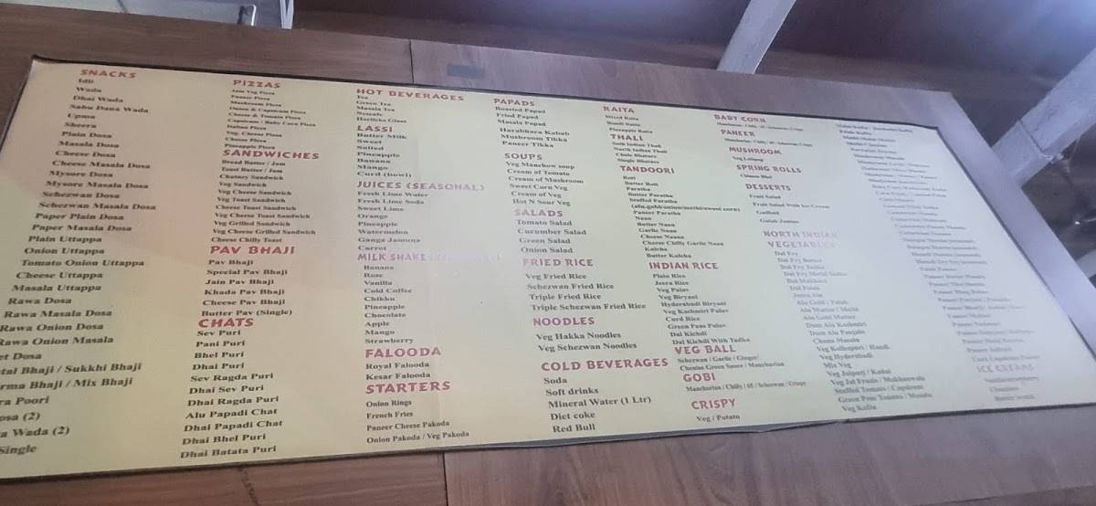 Bharat Cafe menu