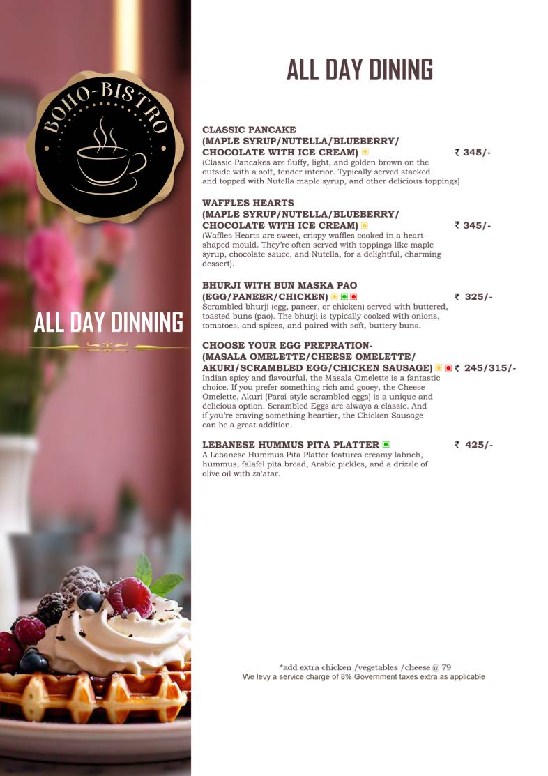 Boho Bistro menu
