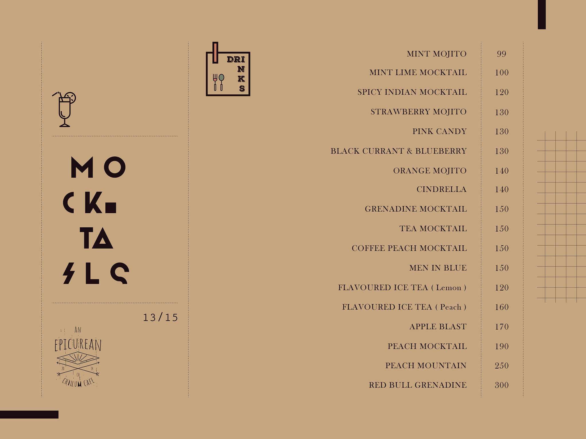 CHILLUM CAFE menu