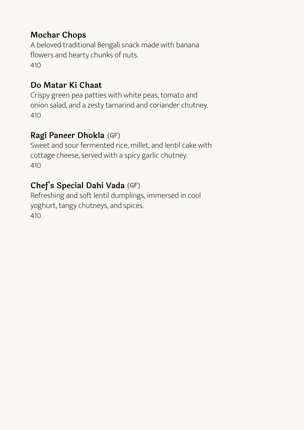Cafe Lota menu