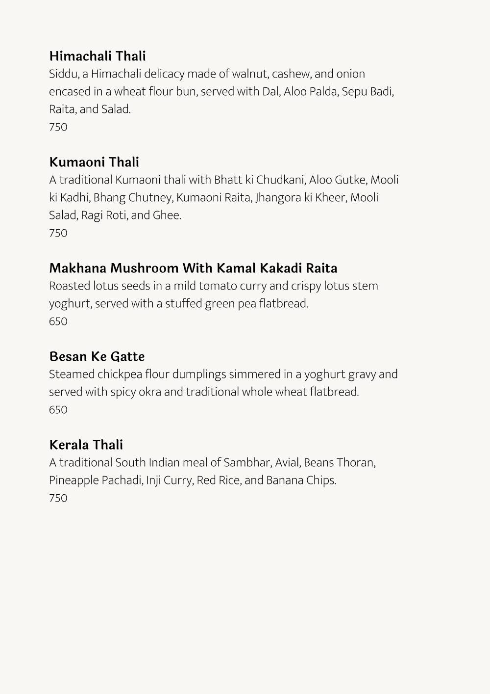 Cafe Lota menu
