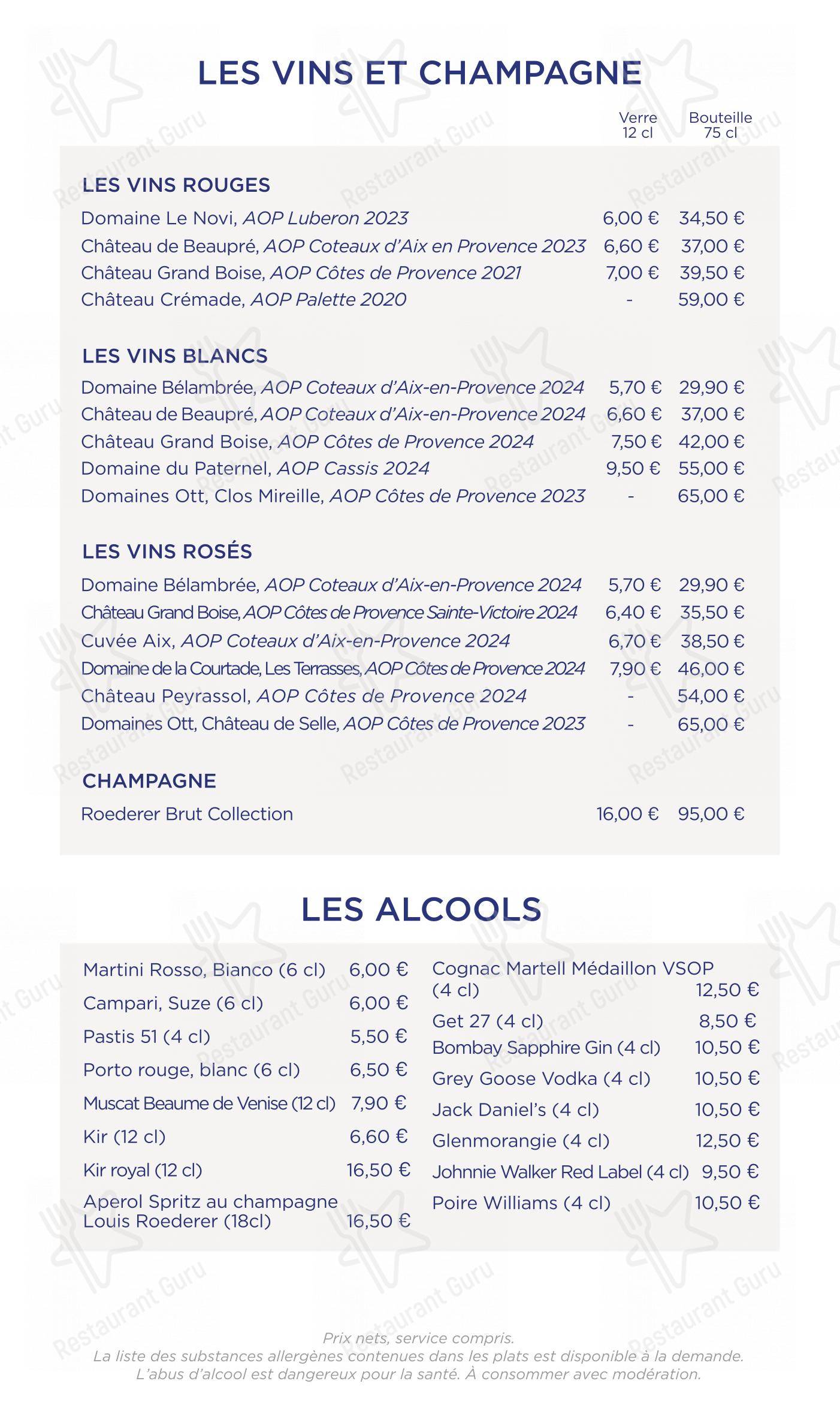 Menu pour Café Caumont café