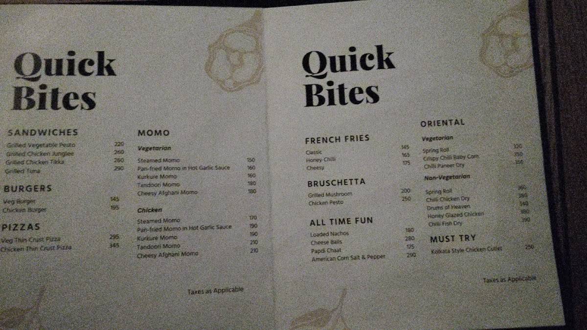 Cafe Craft menu