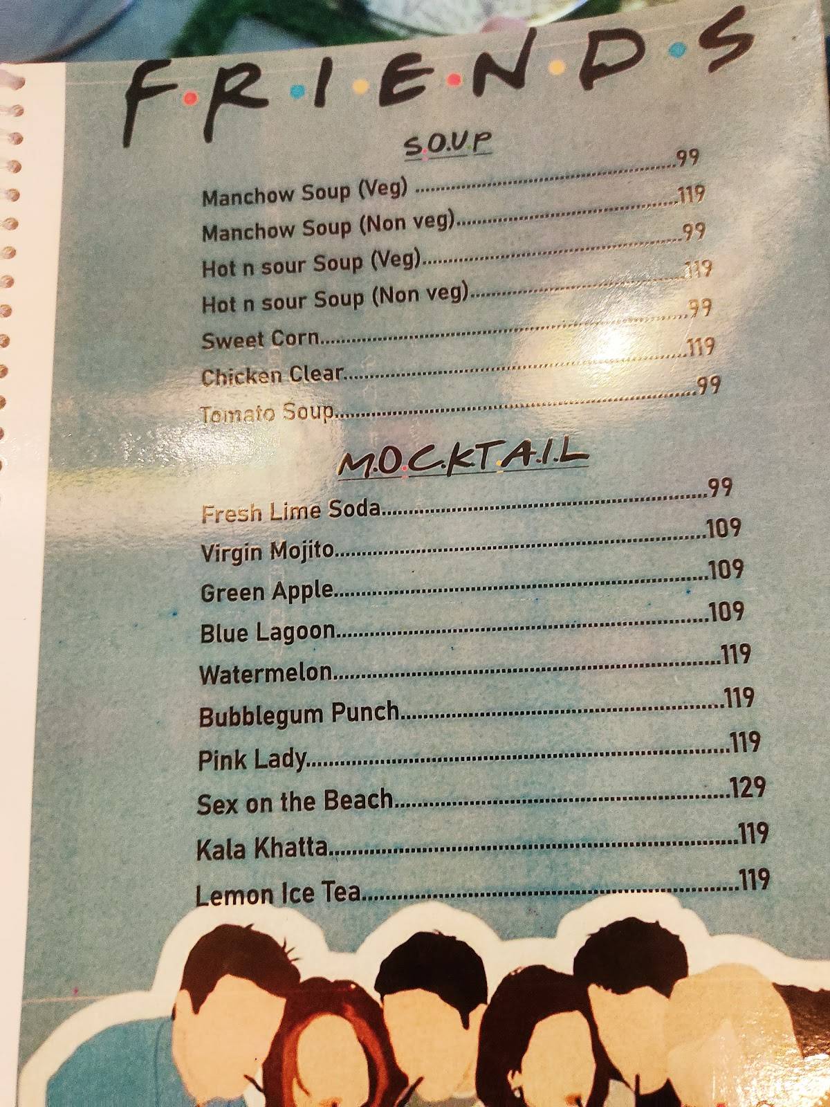 FRIENDS CAFE menu