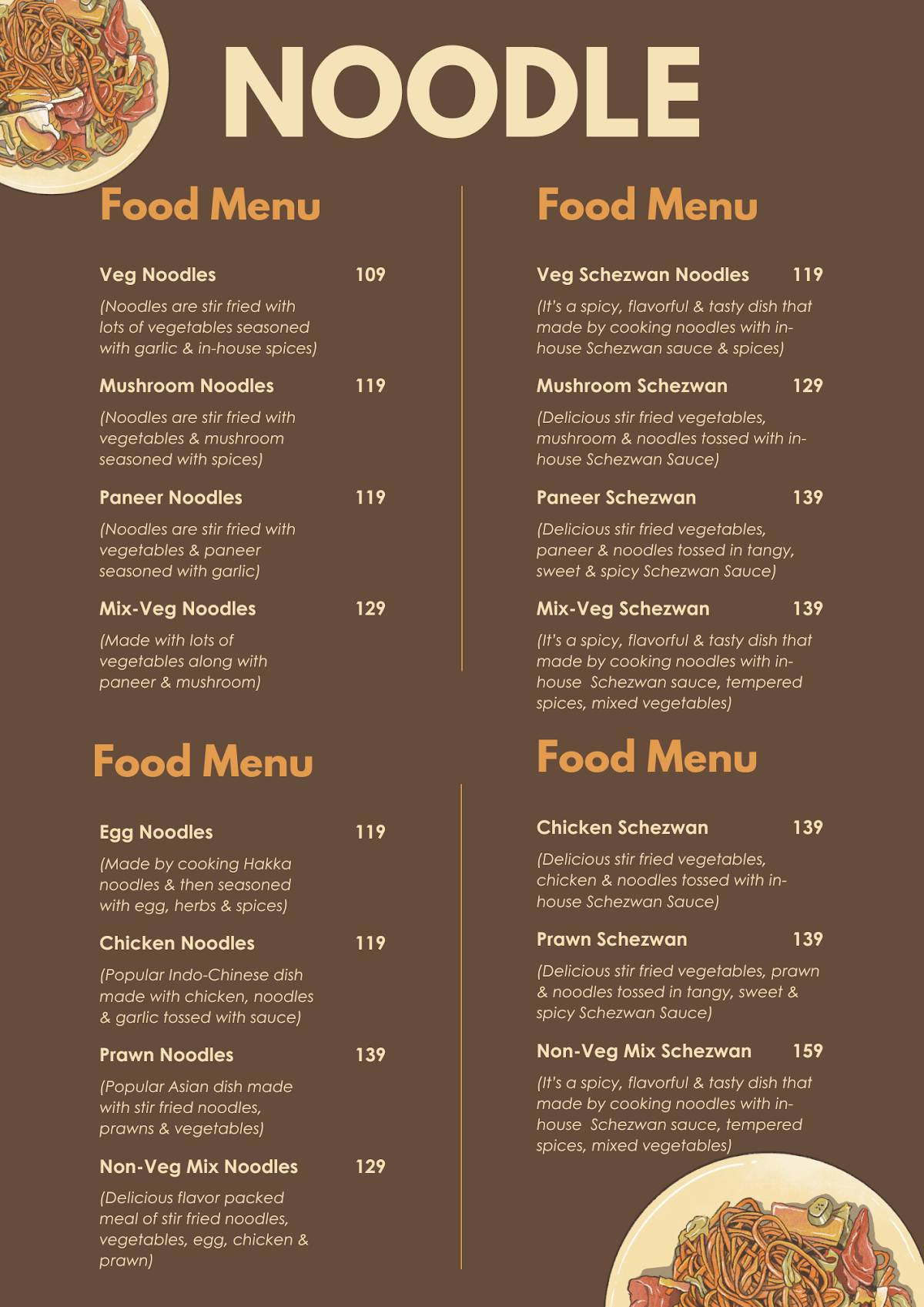Foodcostas menu