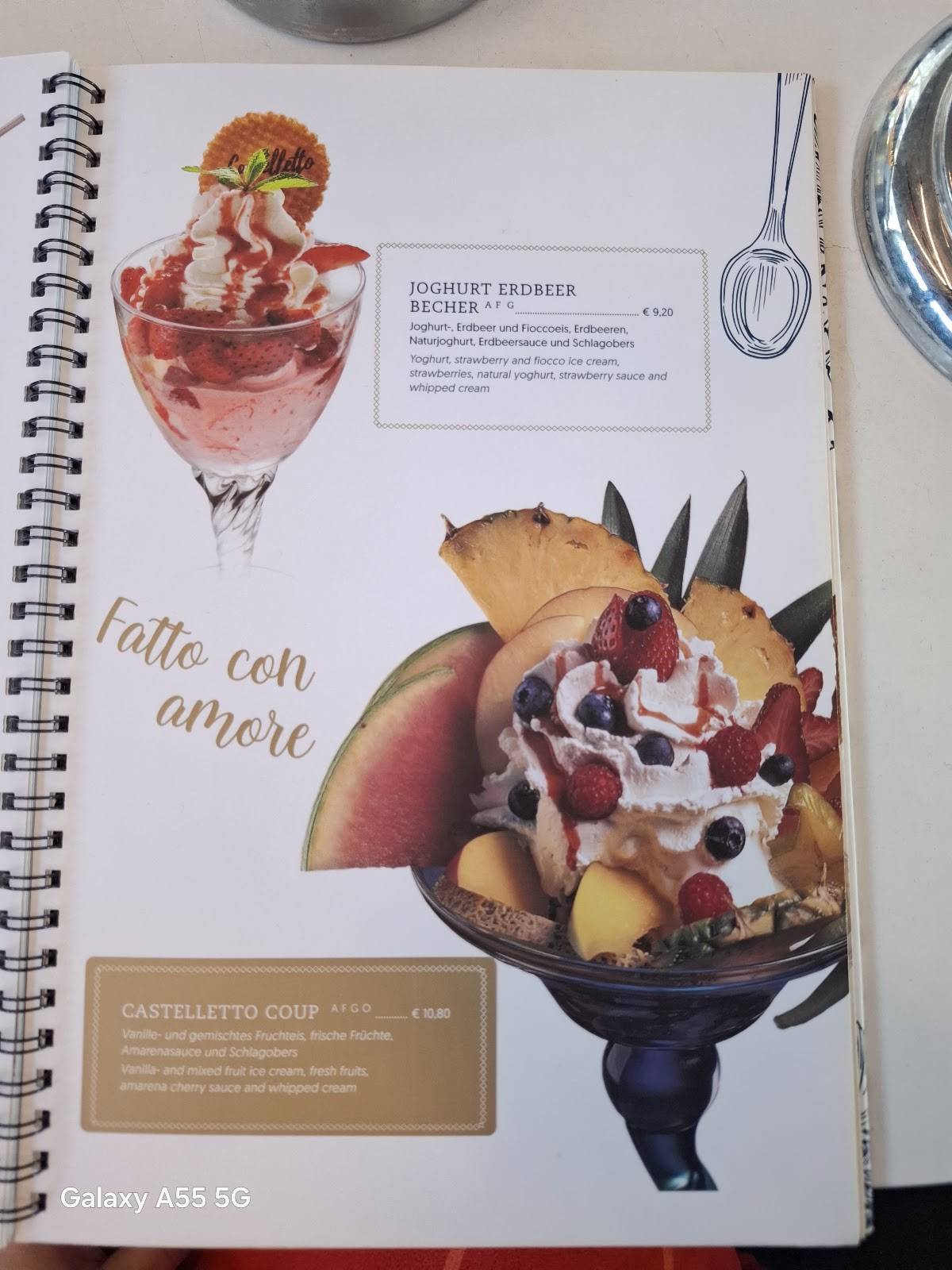 Menu de Gelateria Castelletto