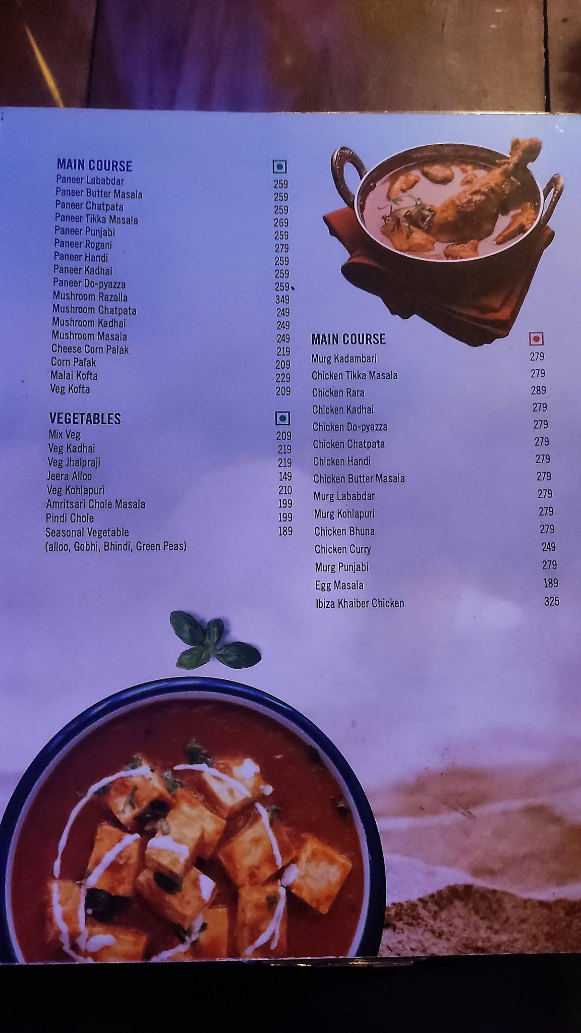 Cafe Ibiza menu