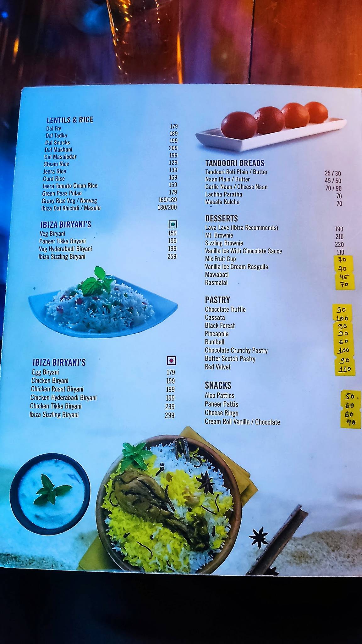 Cafe Ibiza menu