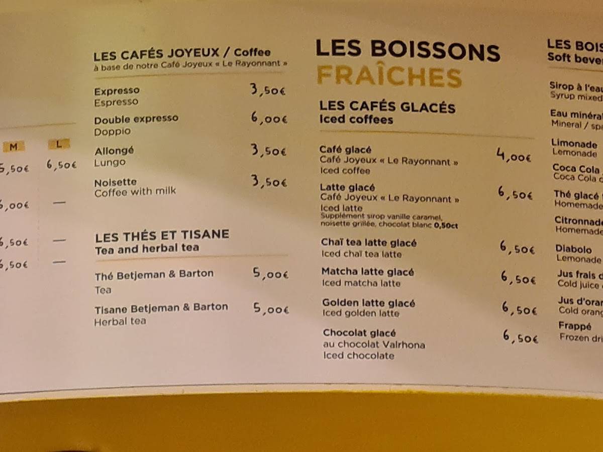 Azur Café Brunch & Coffee - Champs-elysées Menu Carta de Café Joyeux Champs-Élysées, Paris