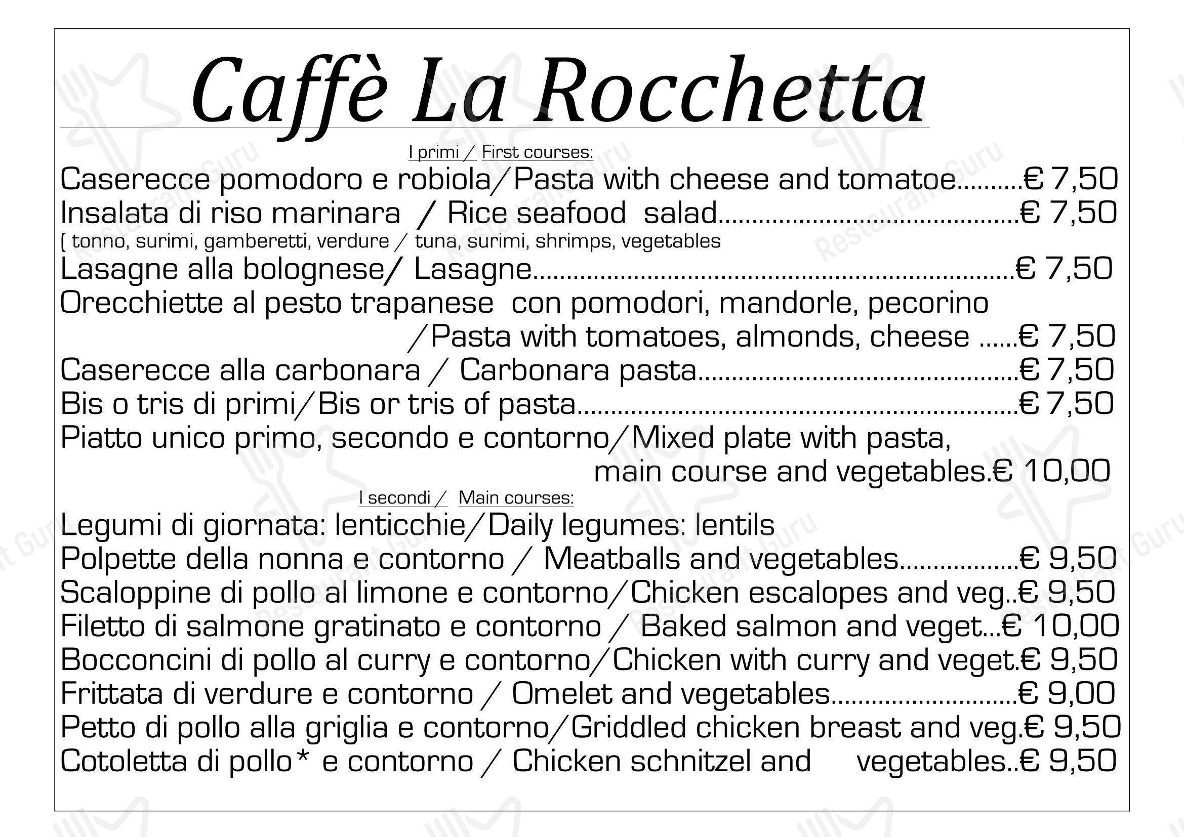 Caffè La Rocchetta in Milano - 菜单