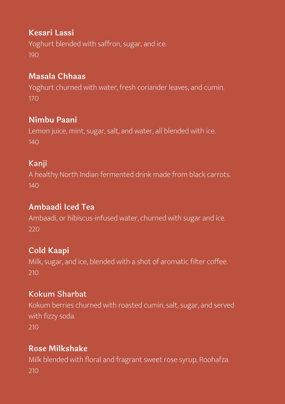 Cafe Lota menu