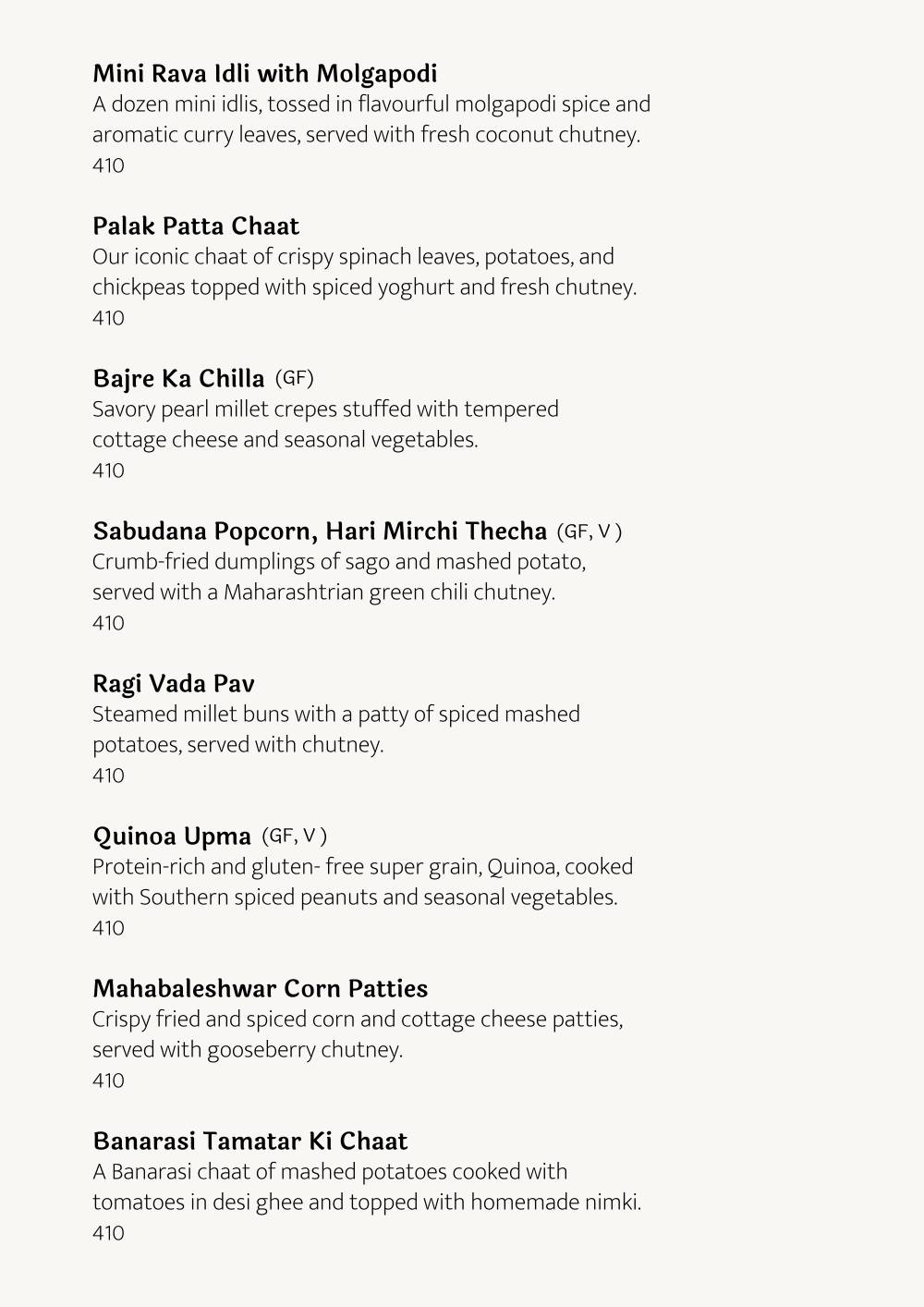 Cafe Lota menu