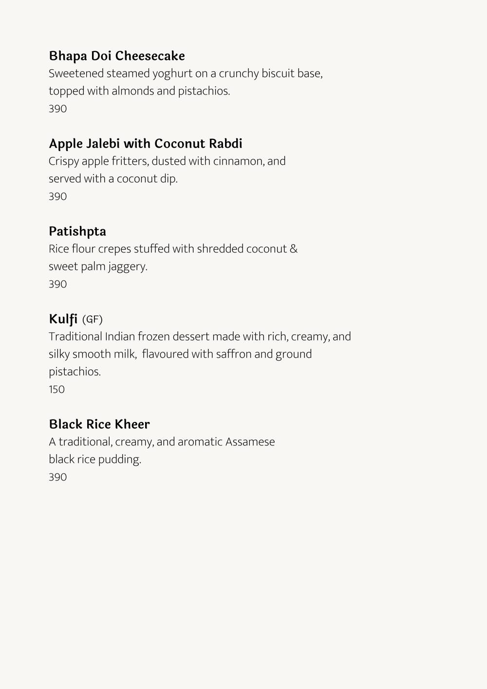 Cafe Lota menu