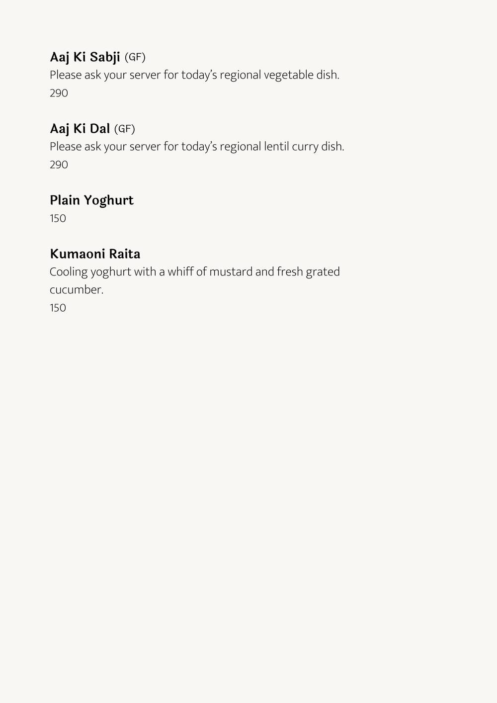 Cafe Lota menu