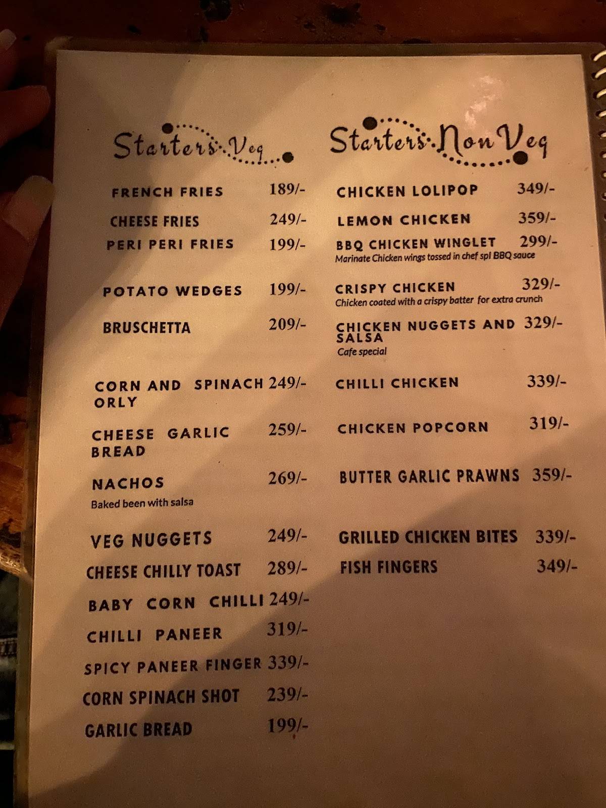 Melt In Cafe, Bangalore menu