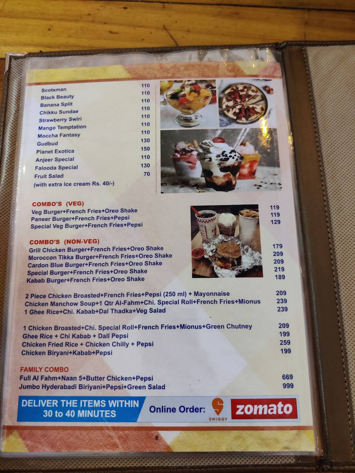Planet Café menu