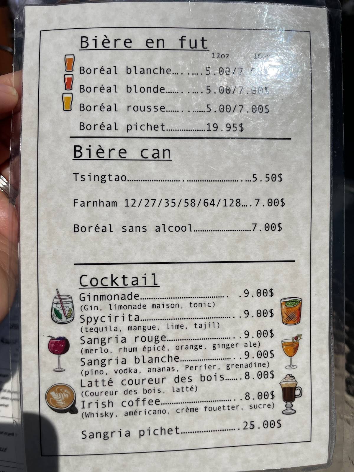 Menu au Rendez Vous Café, Cowansville