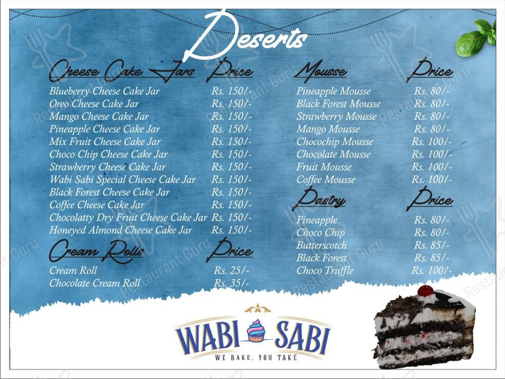 Wabi Sabi menu