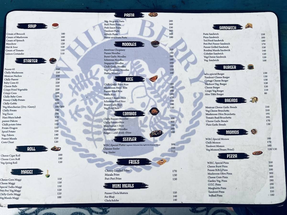 White berry cafe menu
