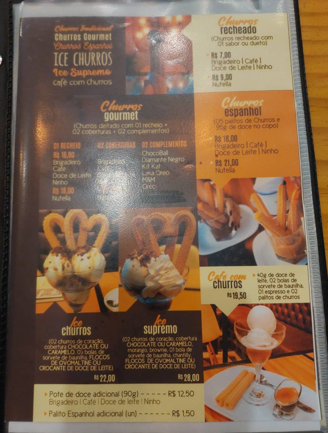 Café com Churros cardápio