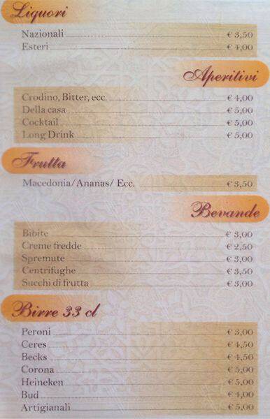 Menu di Caffè Chamonix 