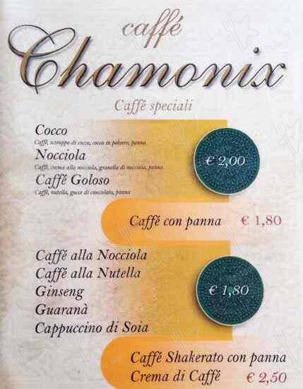 Menu di Caffè Chamonix 