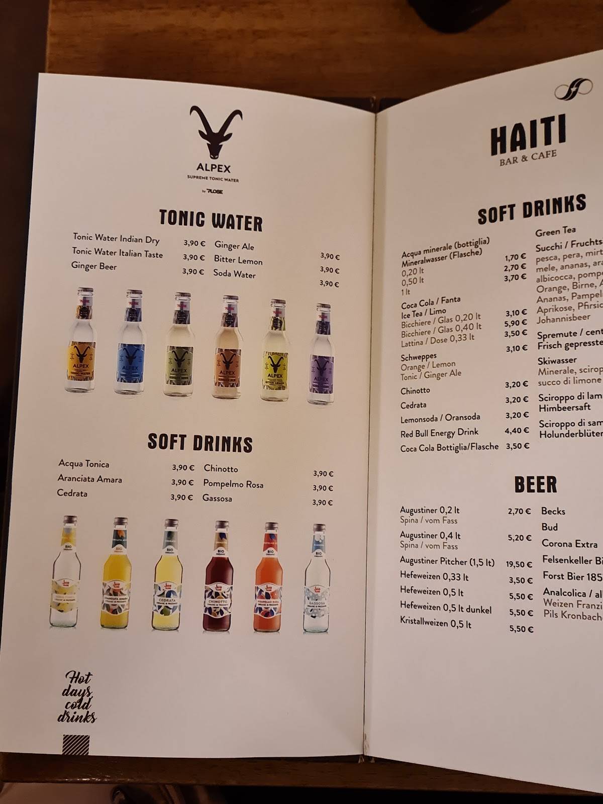 Menu di Cafè Haiti Apres Ski 