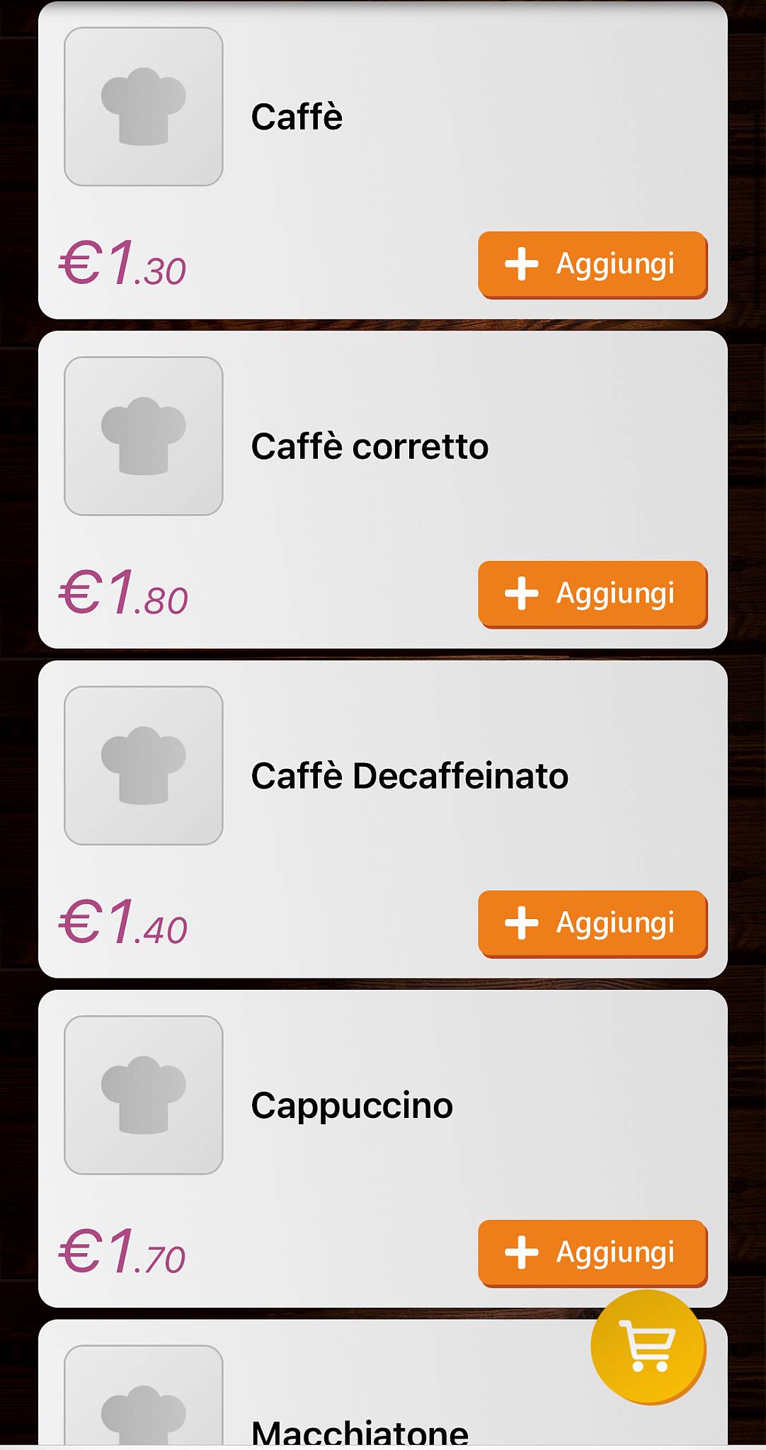 Menu di Caffè Marconi 