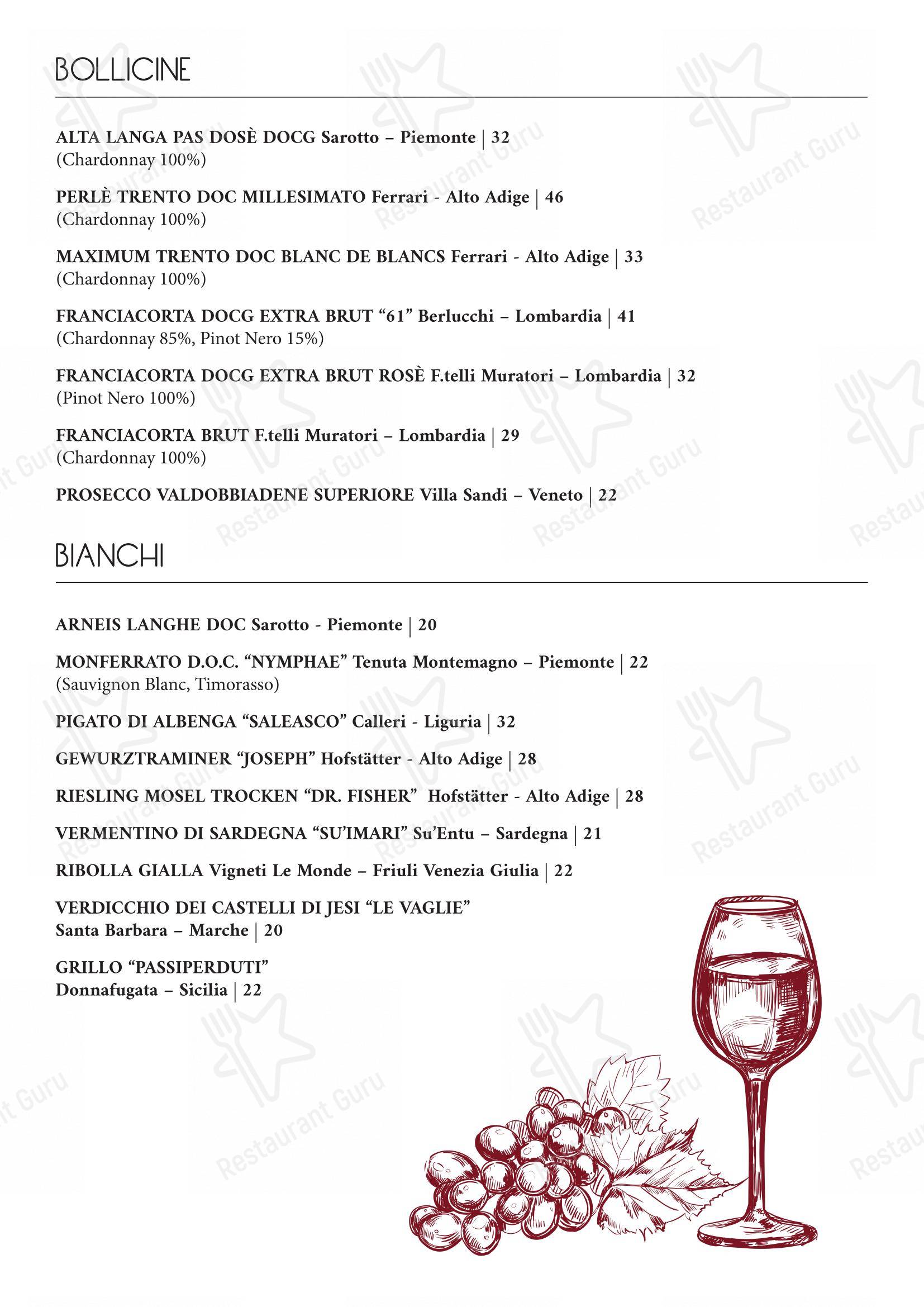 Menu bar per Osteria Roma in Fossano