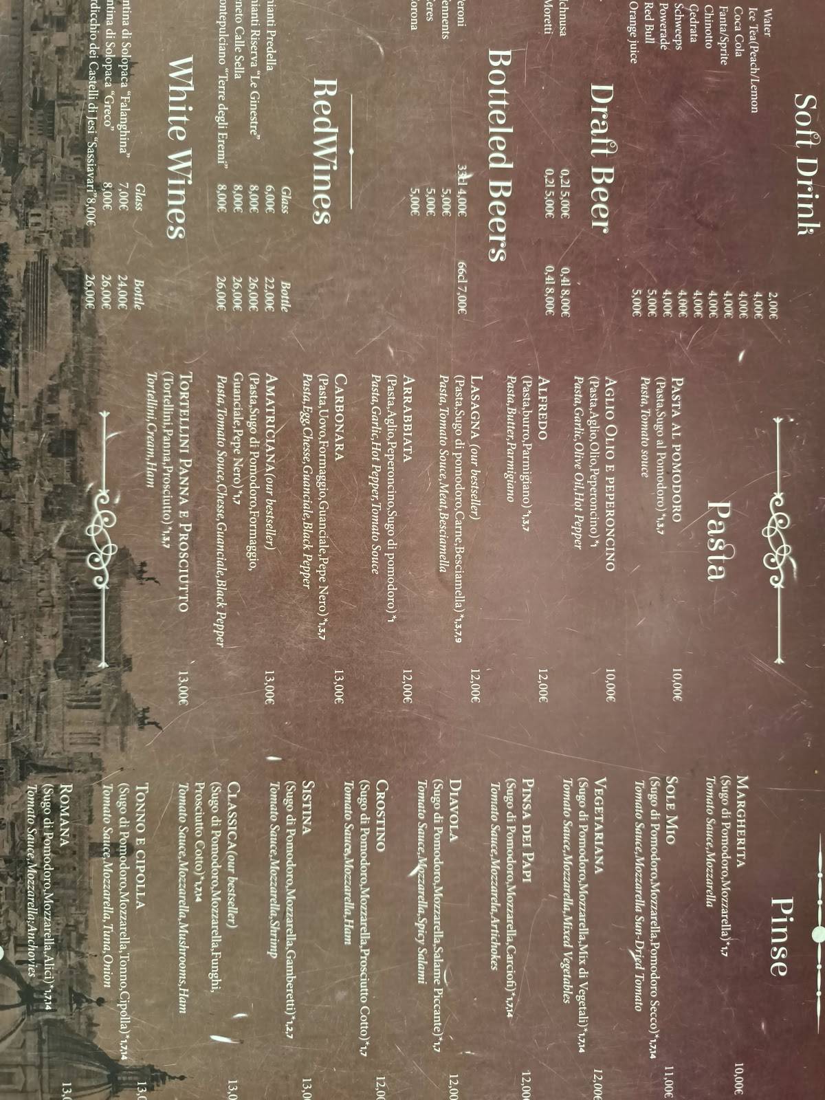 Menu di Caffe dei Papi 