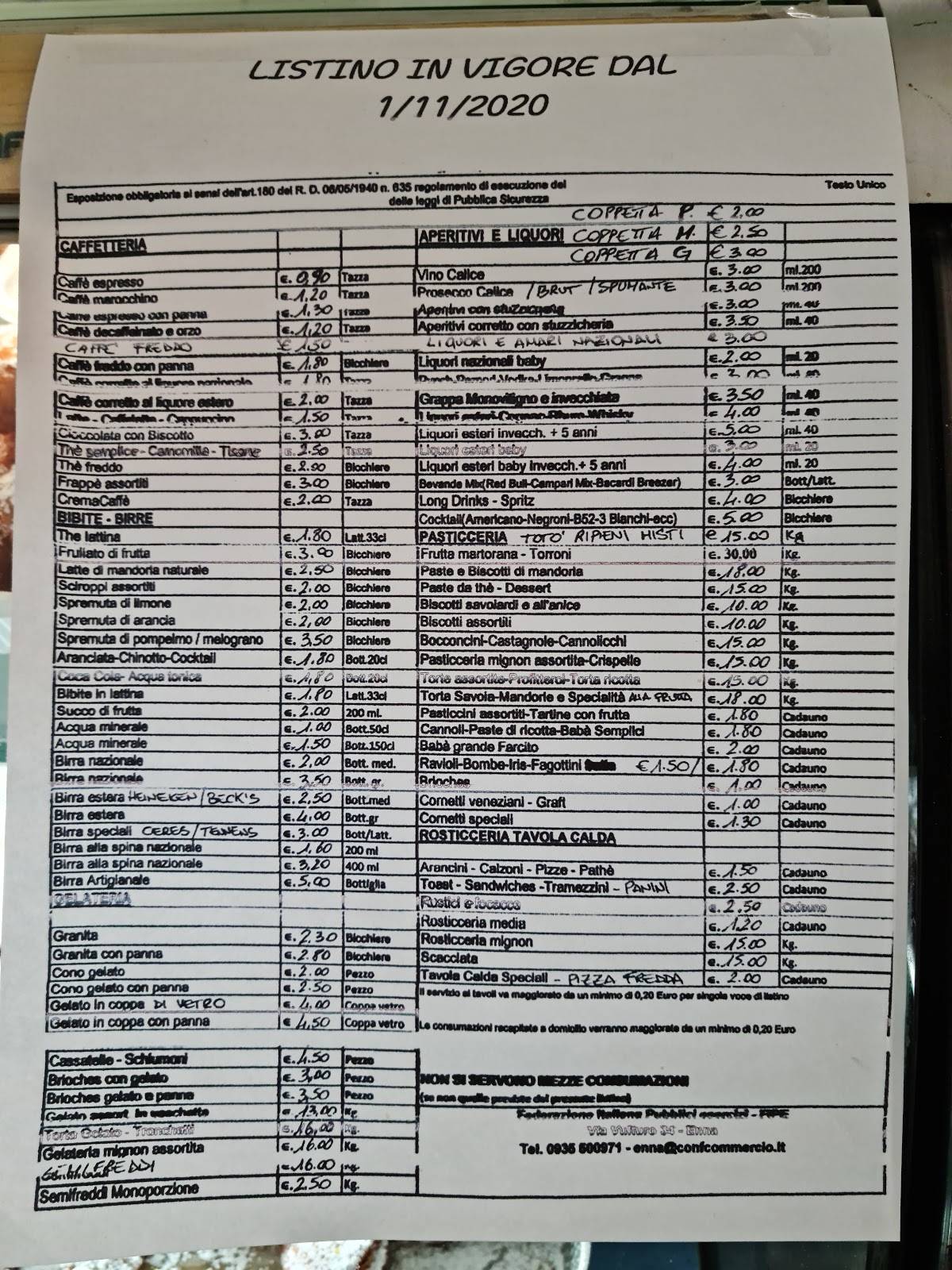 Menu di Caffetteria Riccobene p5ul1. SRL 