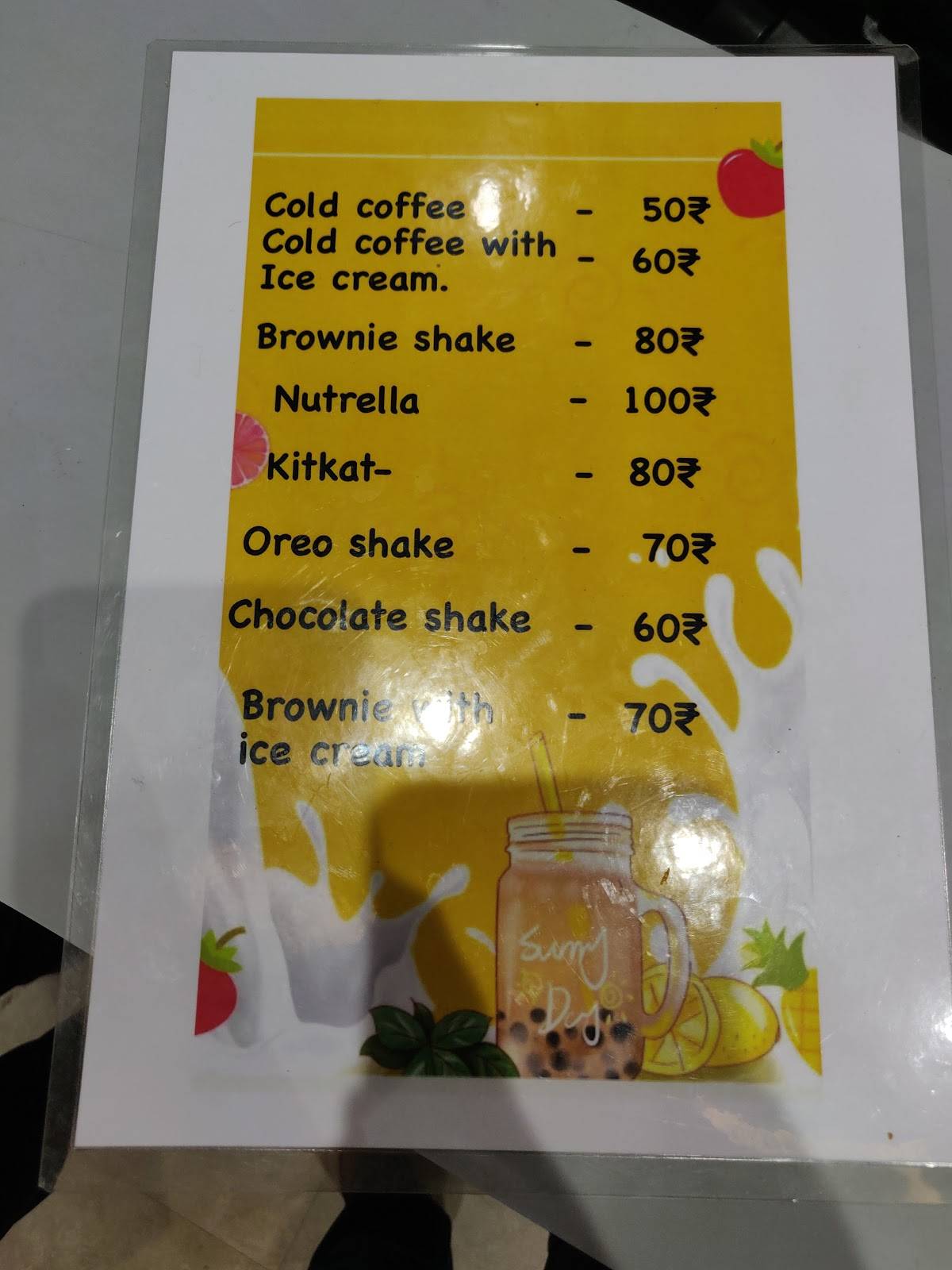 Cake affair menu