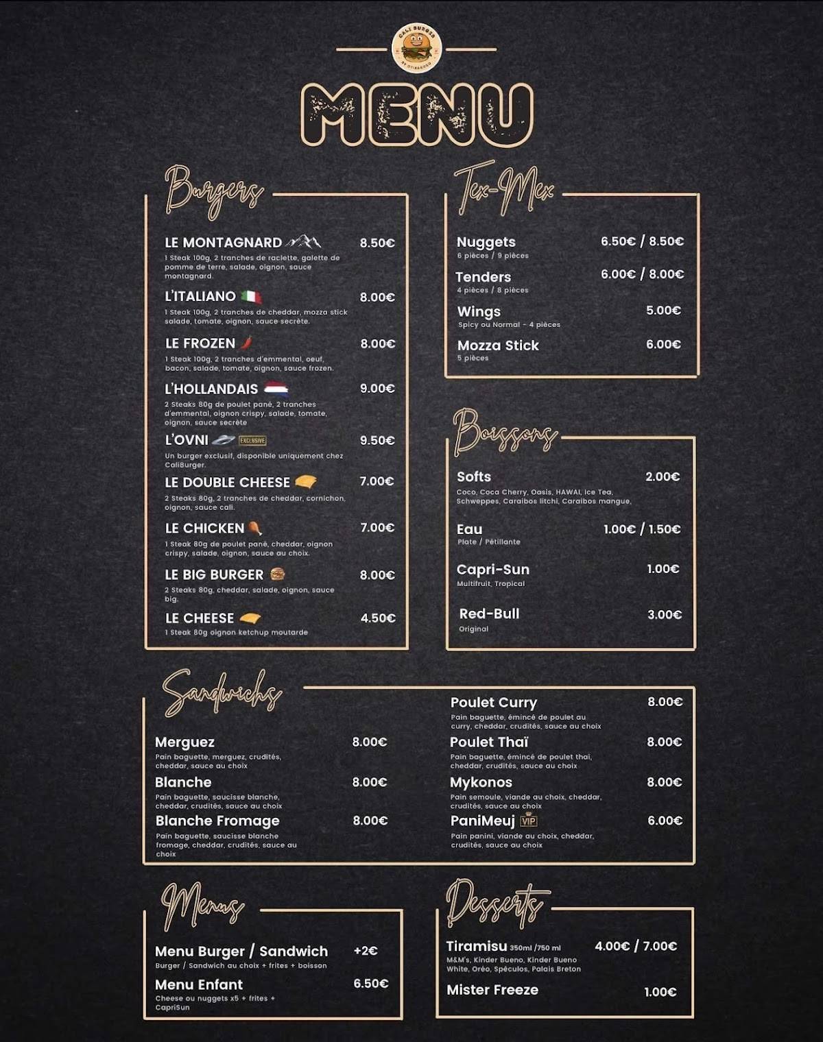 Menu de Cali Burger 67