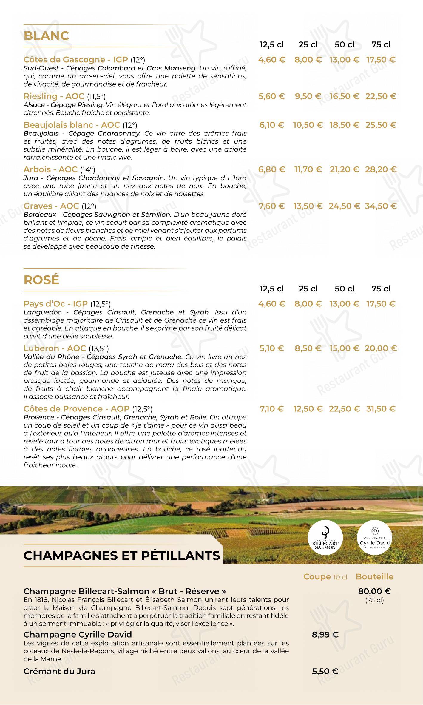 Menu pour Callahan Pub & Brasserie Besançon - Menu