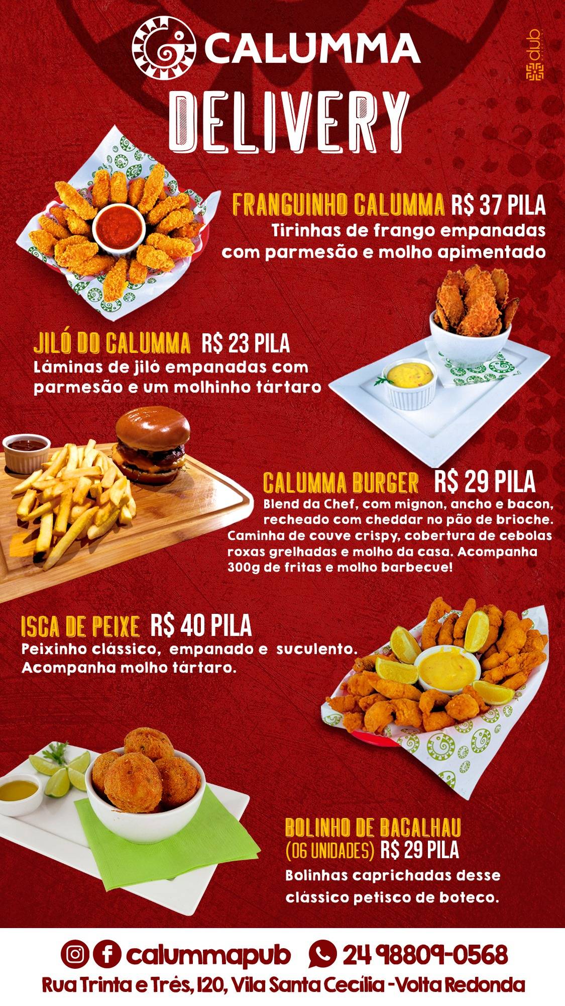 Calumma Pub cardápio