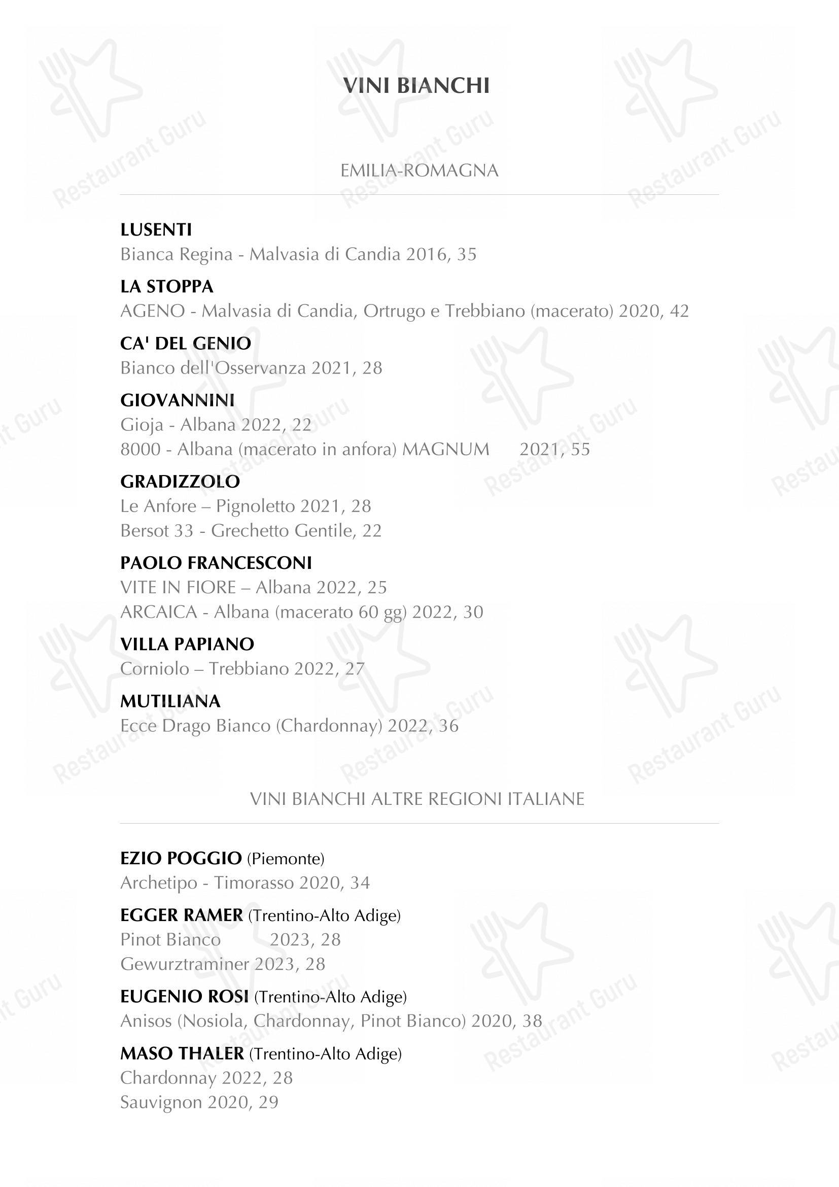 Menu bar per Camera A Sud caffè bar