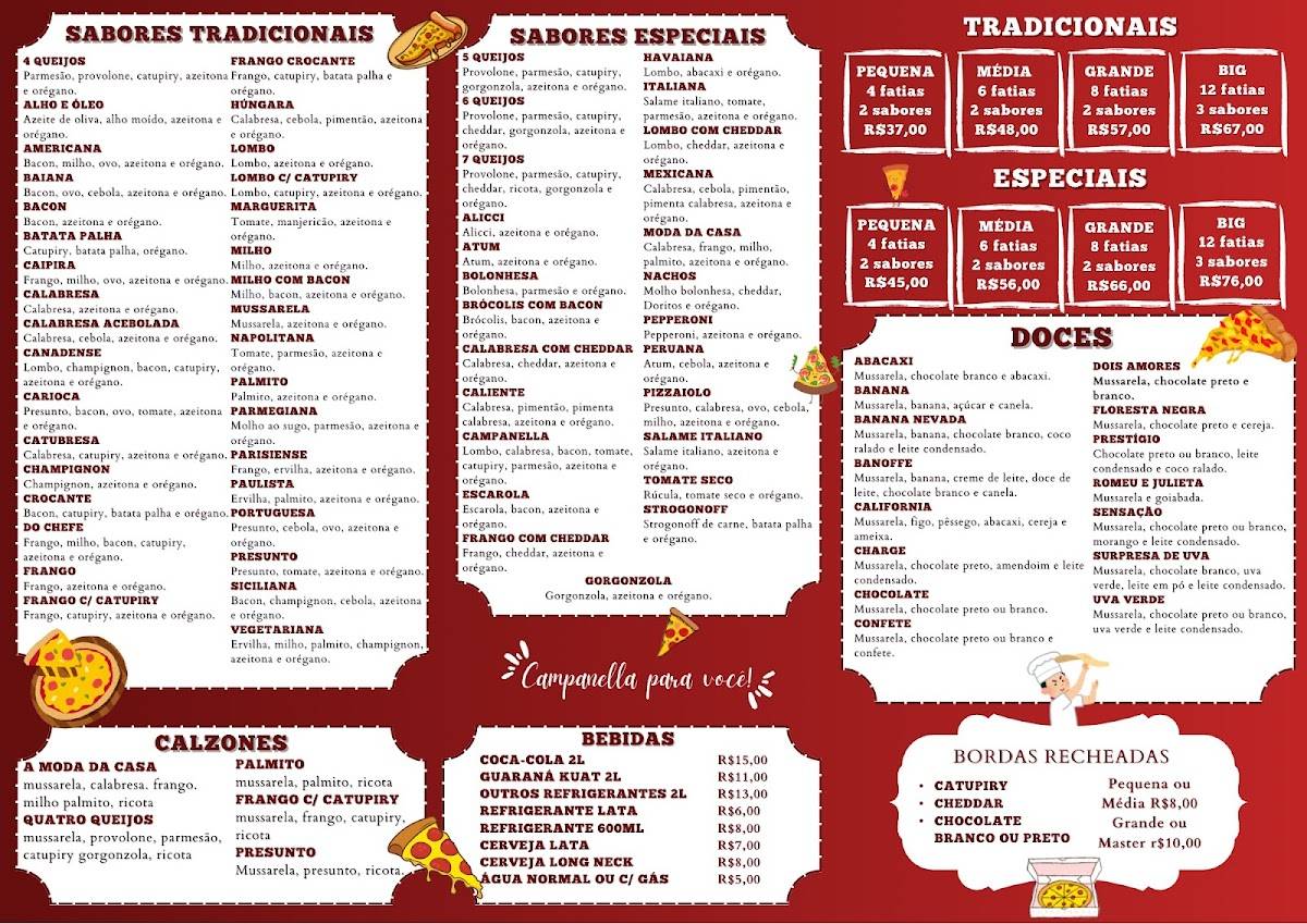 Campanella Disk Pizzas cardápio