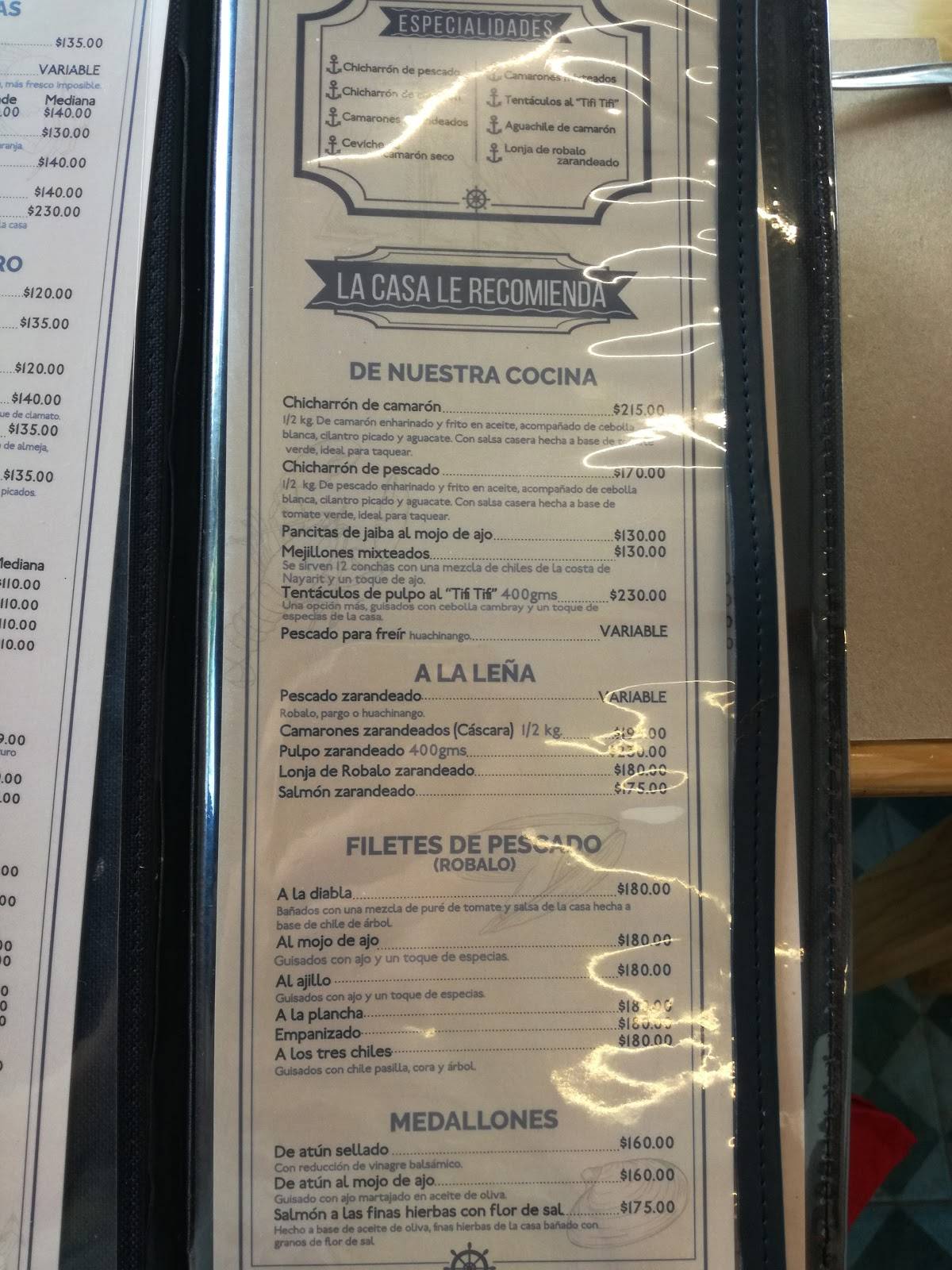 Carta del restaurante Campomar Chapalita, Guadalajara, San Dionisio 33