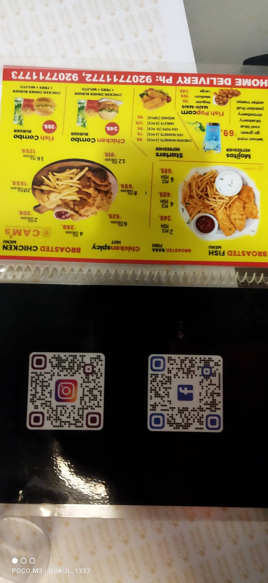 Cams Bakery & Restaurant menu