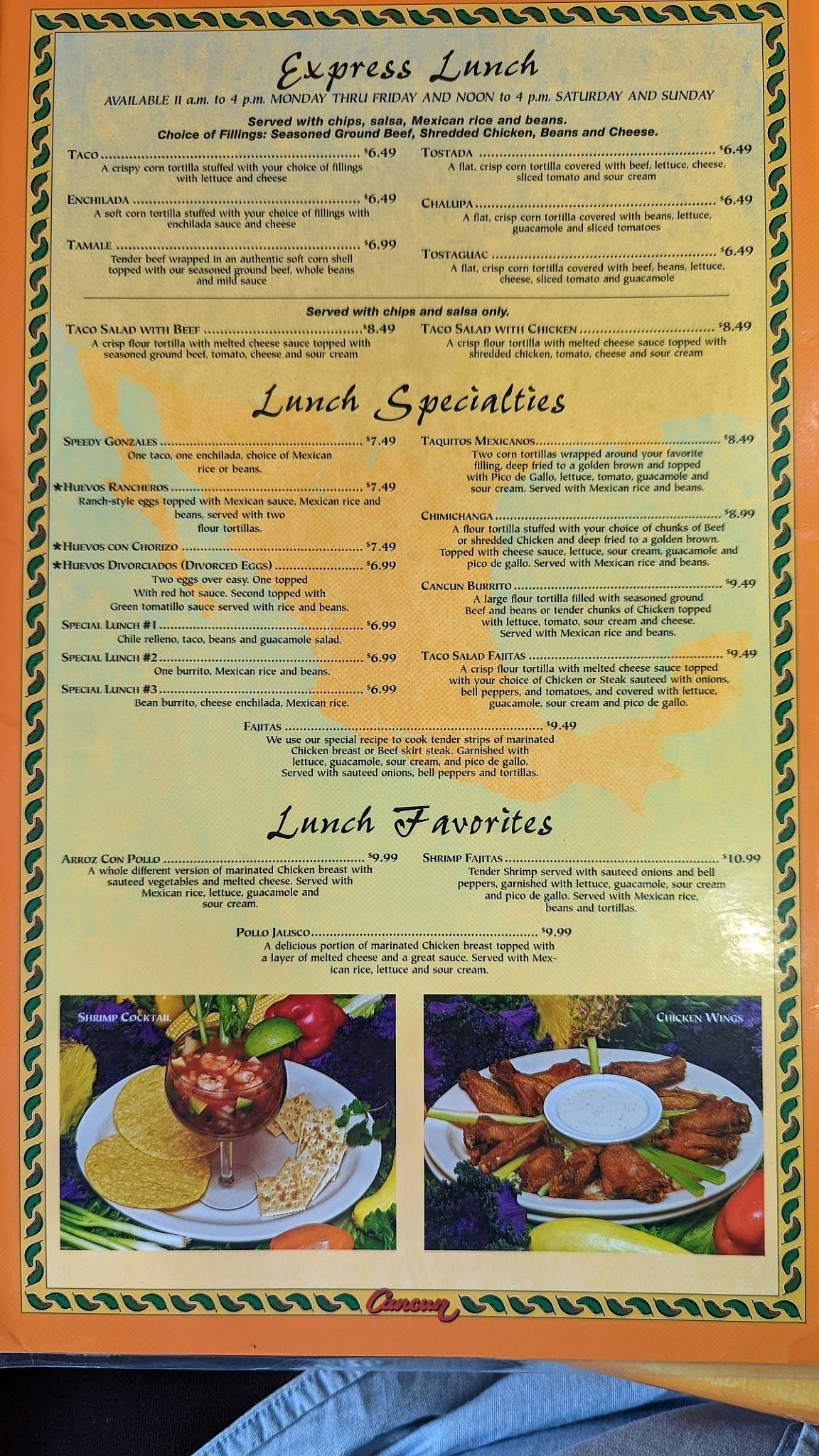 Menu at Cancun Mexican Grill & Bar, Sevierville