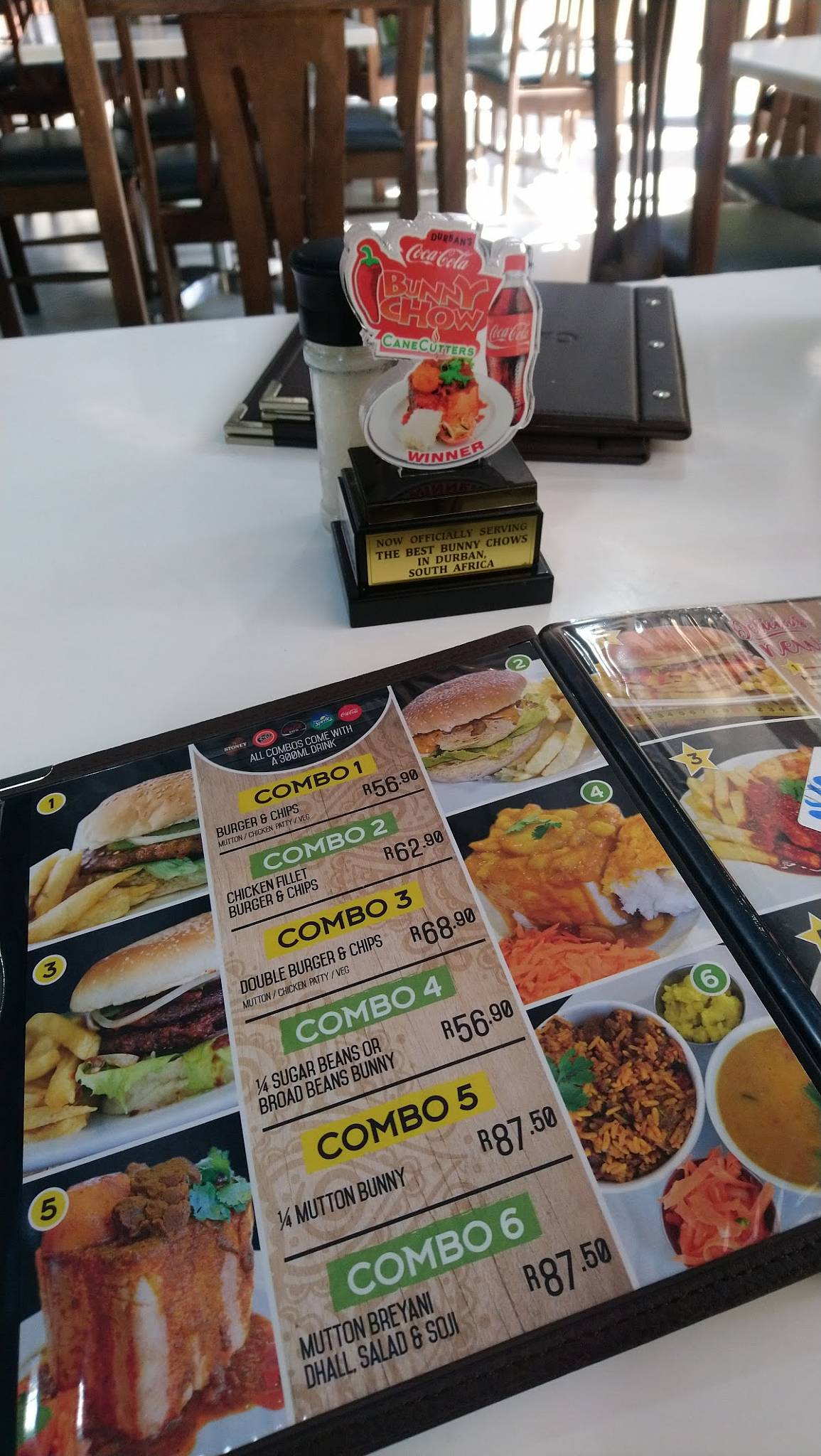 Menu at CaneCutters Umhlanga restaurant, Durban, 70 Horizon Views