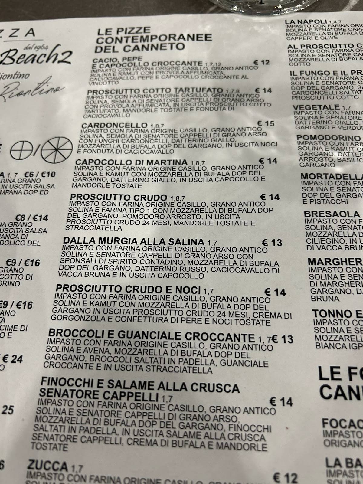 Menu di Canneto Beach 2 Pizza 