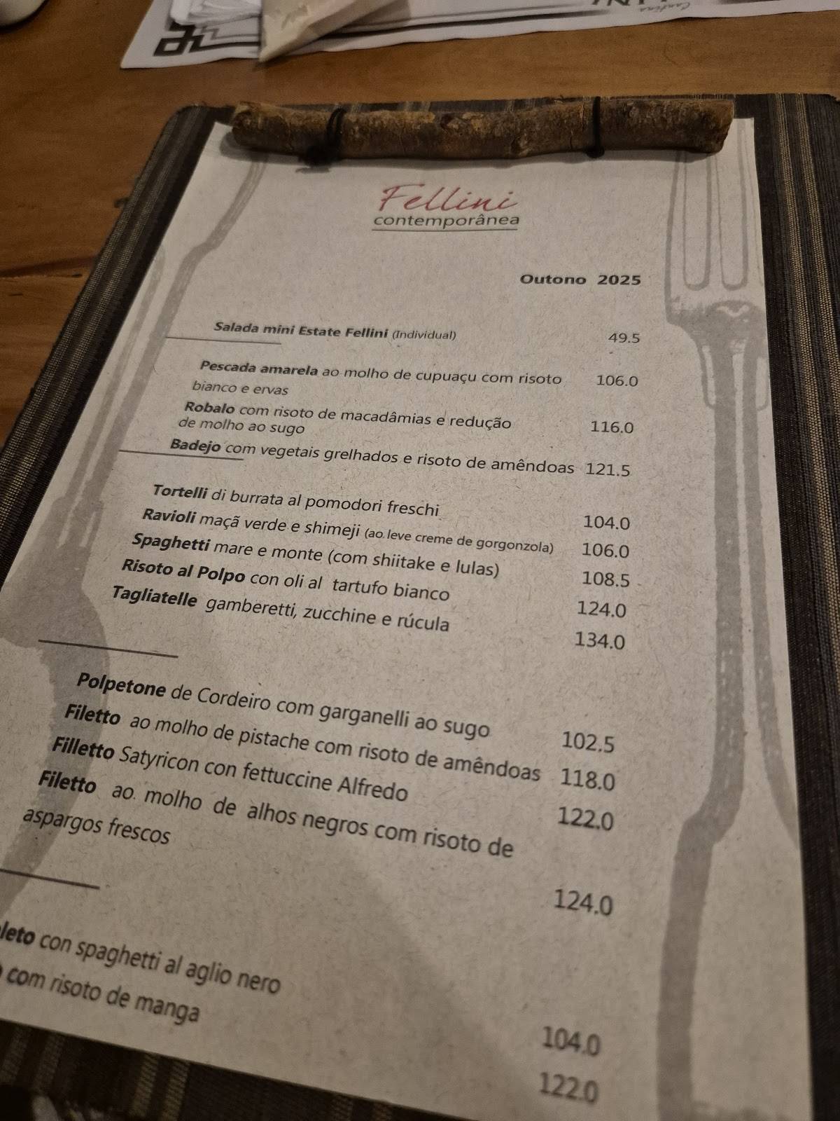 Cantina Fellini cardápio