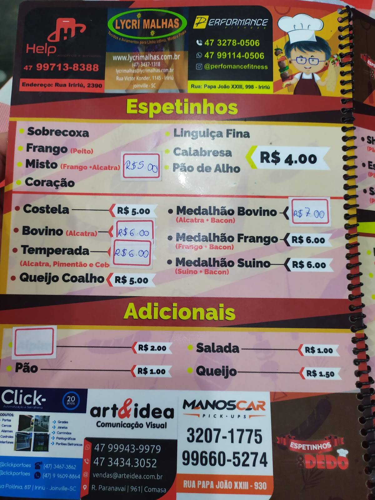 Cantinho do Dédo cardápio