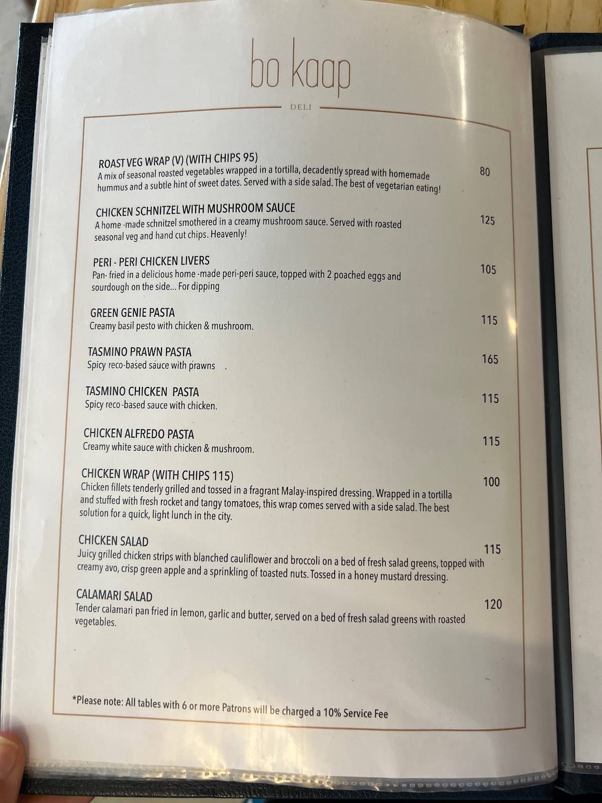 Menu At Bokaap Deli Restaurant Cape Town