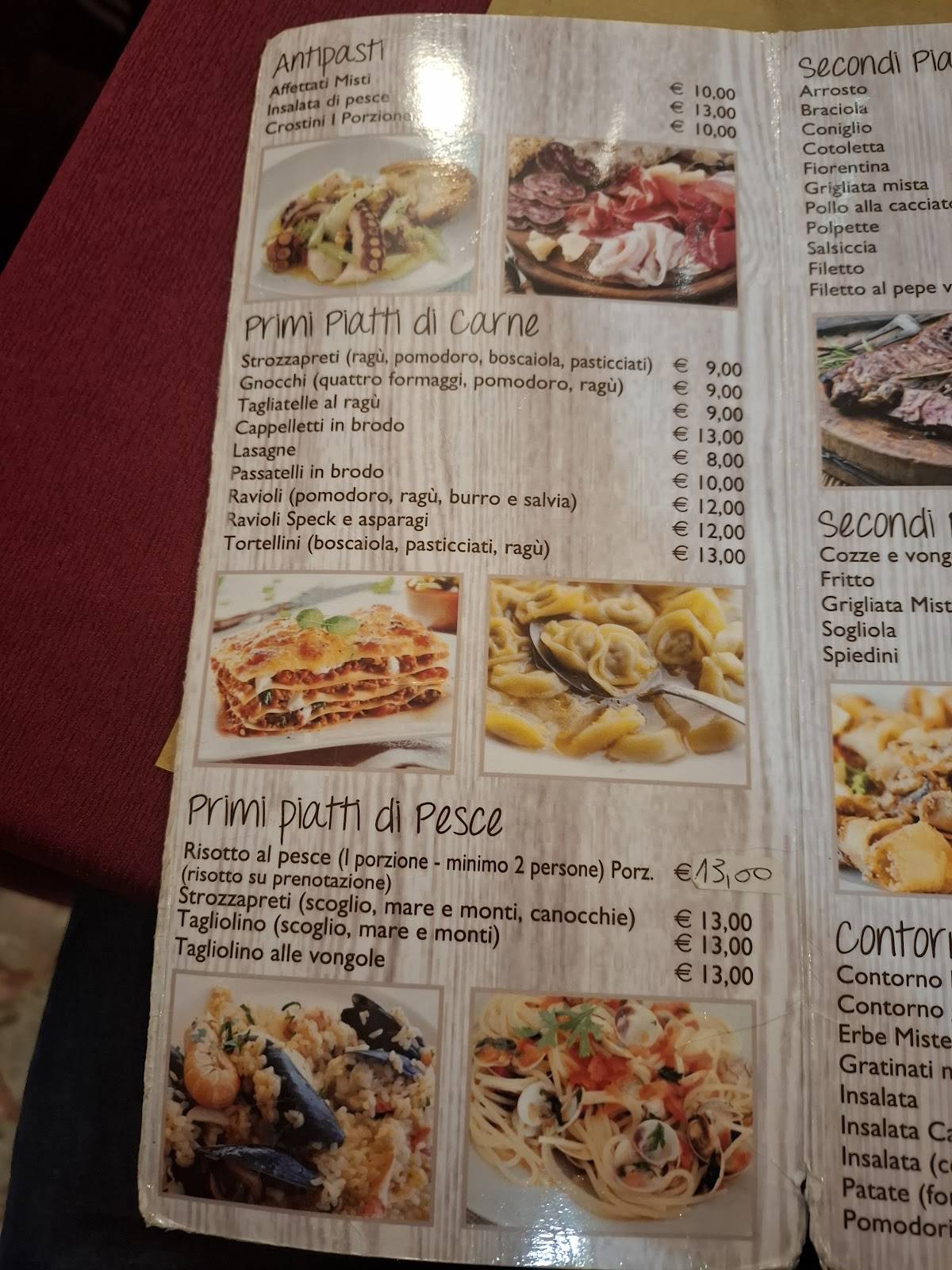 Menu di Carisma Ristorante pizzeria 