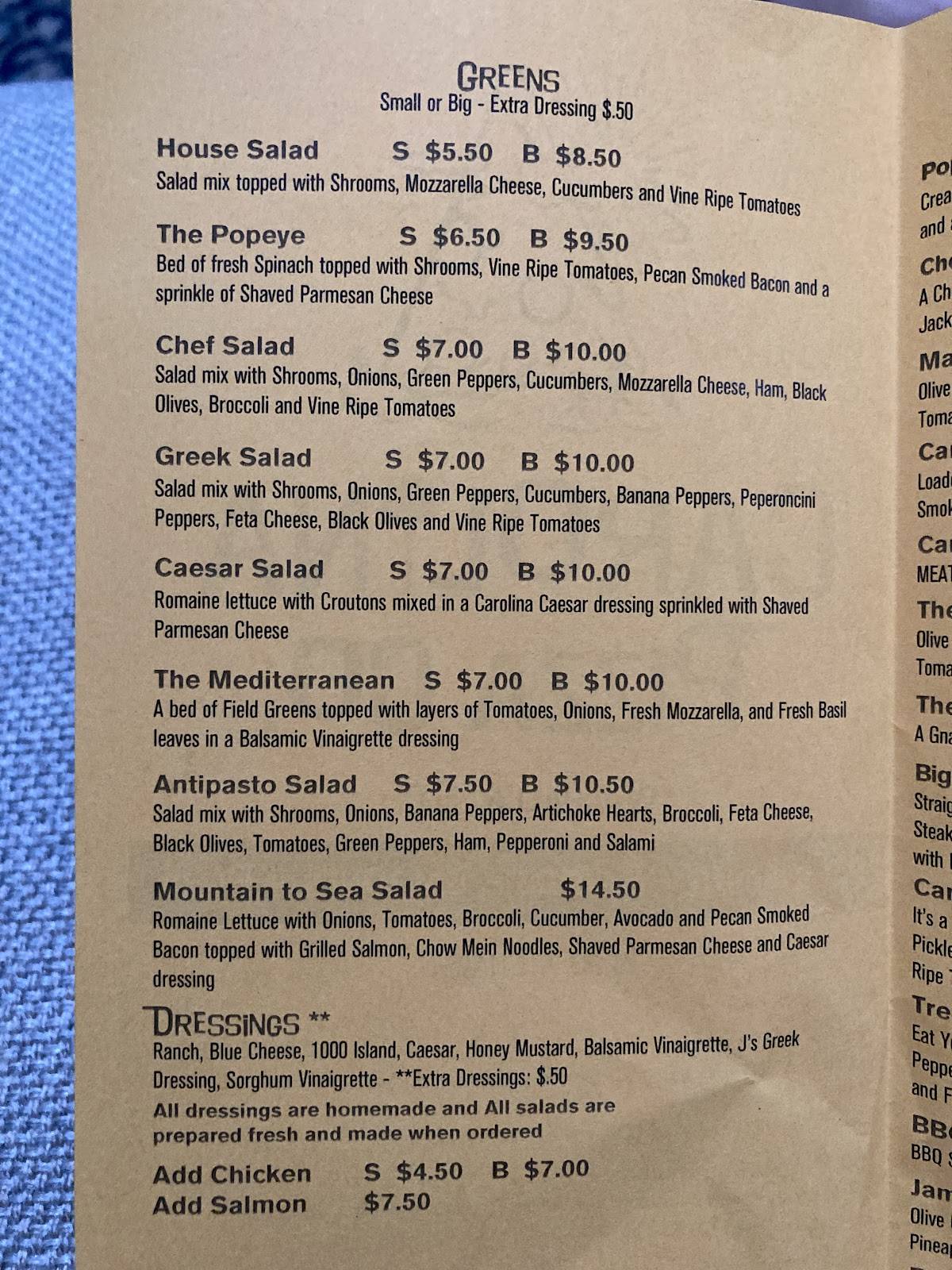 Menu at Carolina Pizza Company pizzeria, Walhalla