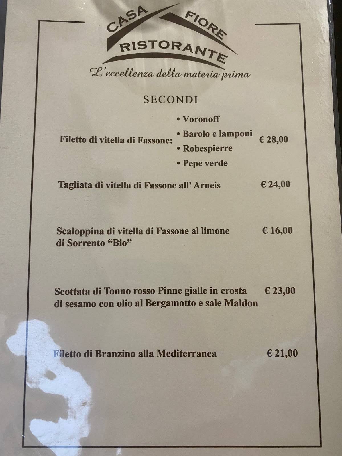 Menu di Casa Fiore 