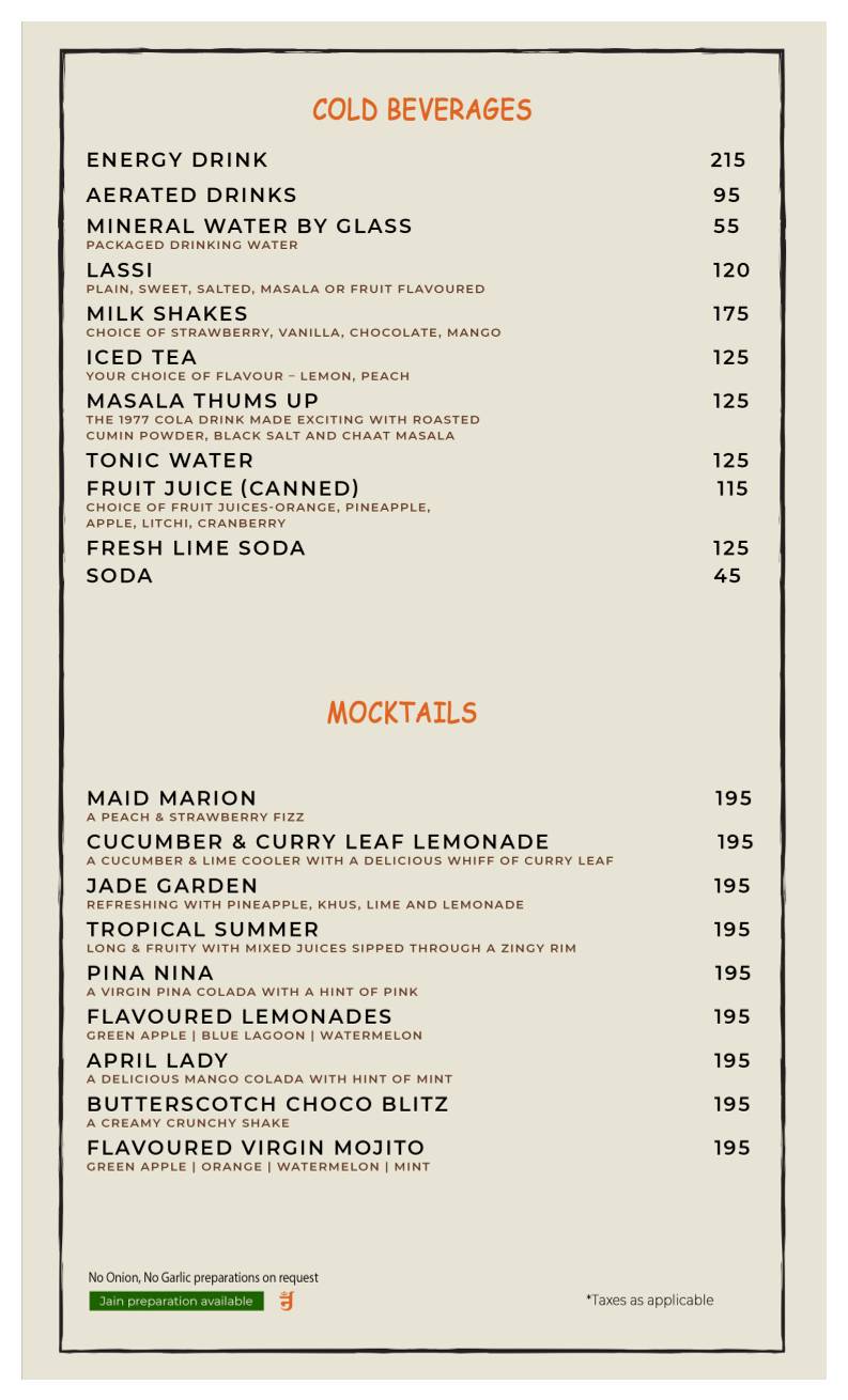 Casa Kitchen menu