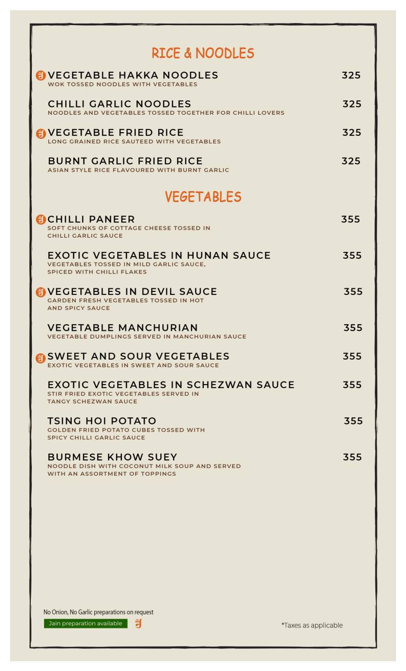 Casa Kitchen menu